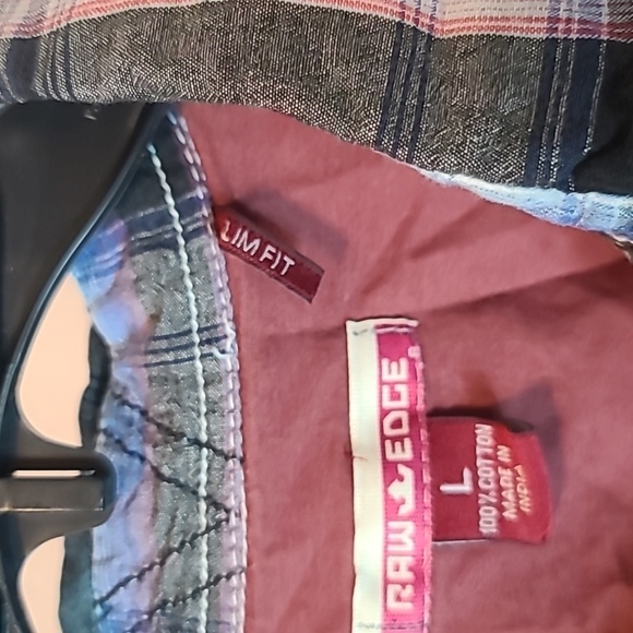 Raw Edge Button Up Purple and Blue Shirt sz.L - Picture 3 of 9